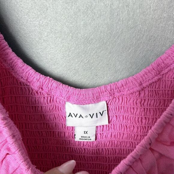 Ava & Viv Pink Linen Blend Ruffle Sleeves Dress Sundress Women’s Plus 1X - Picture 4 of 10